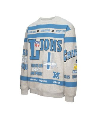 Men's Heather Gray Detroit Lions All Over Print Fleece Crewneck Sweatshirt