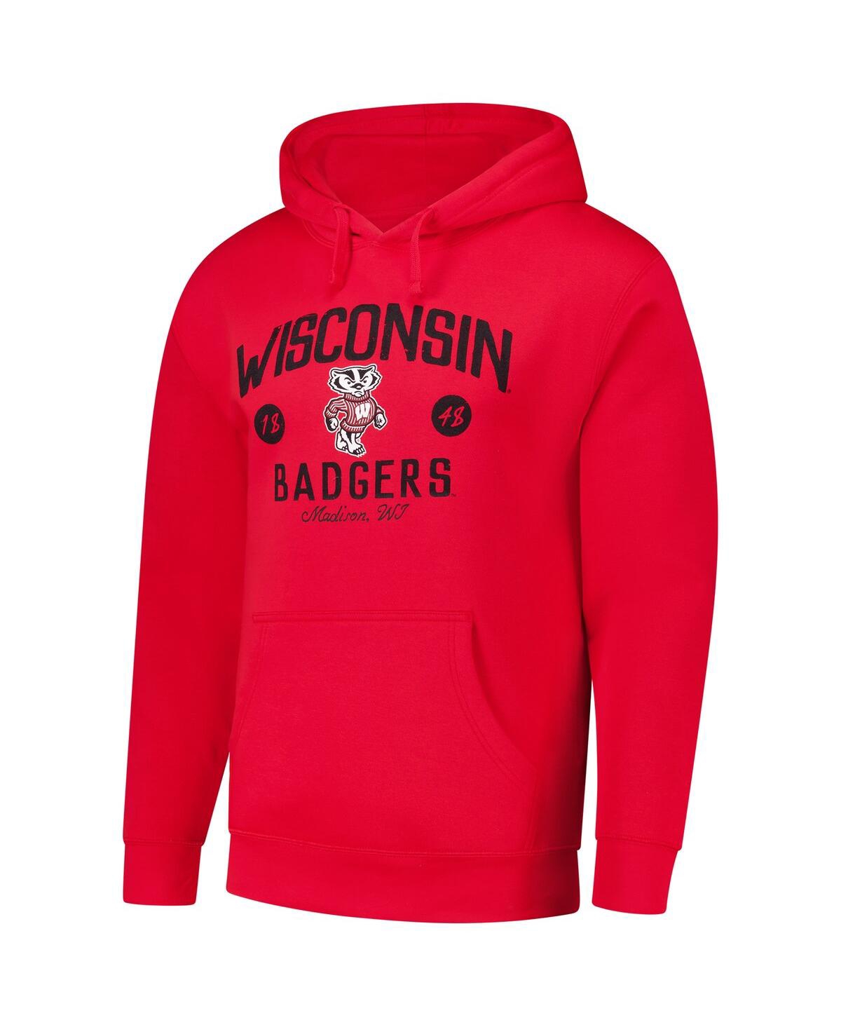 League Collegiate Wear Men's Red Wisconsin Badgers Bendy Arch Essential 2.0 Pullover Hoodie In Red