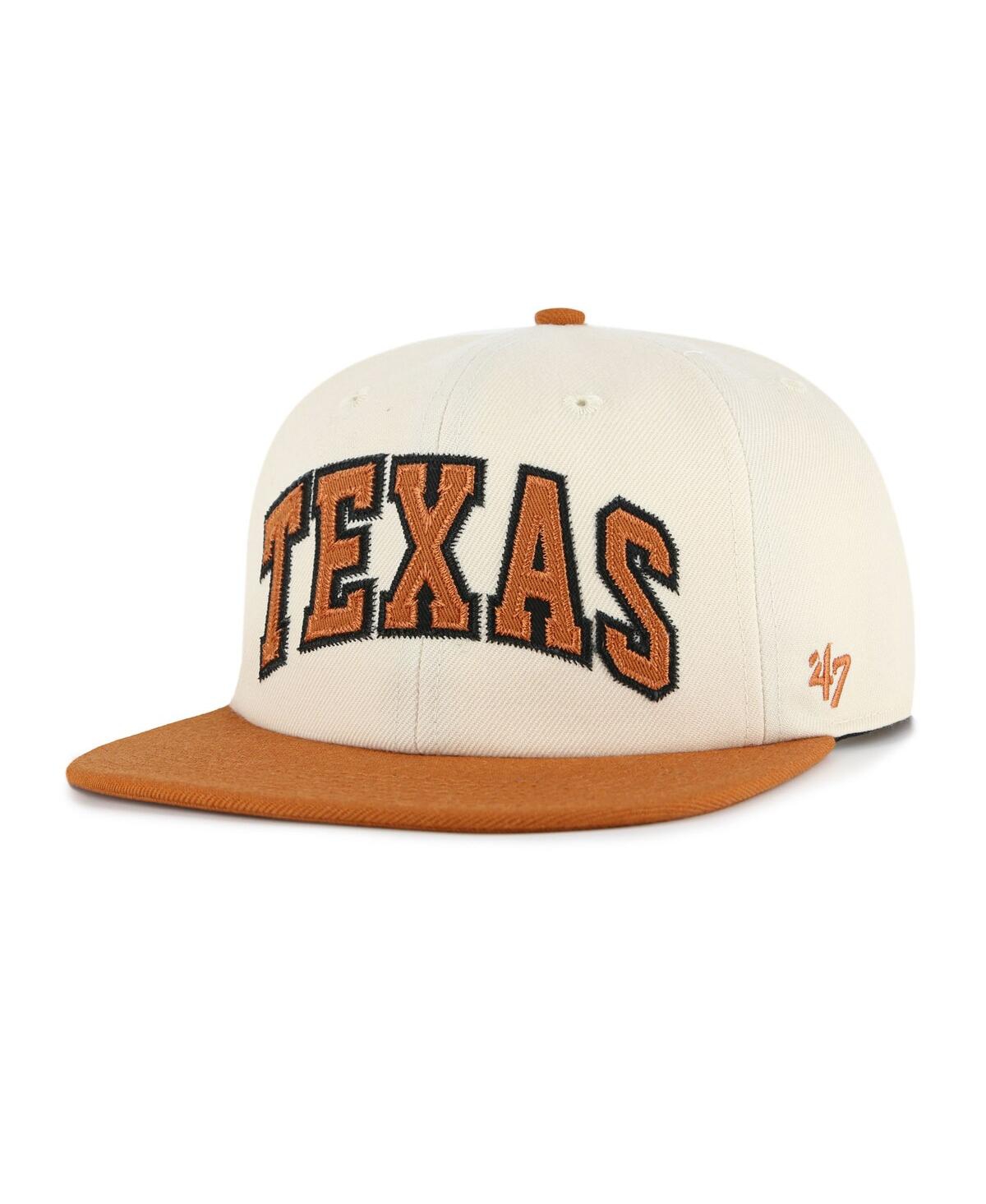 47 Brand Men's And Women's Natural Texas Longhorns Crossover Off Hand Captain Adjustable Hat In Brown
