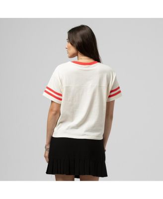 Women's Cream New York Yankees Cooperstown Collection Cropped Yoke T-Shirt