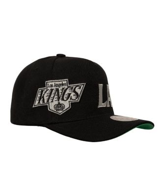 Men's Black Los Angeles Kings Busted Logo Wordmark Wrap-Around Pro Pinch Adjustable Hat