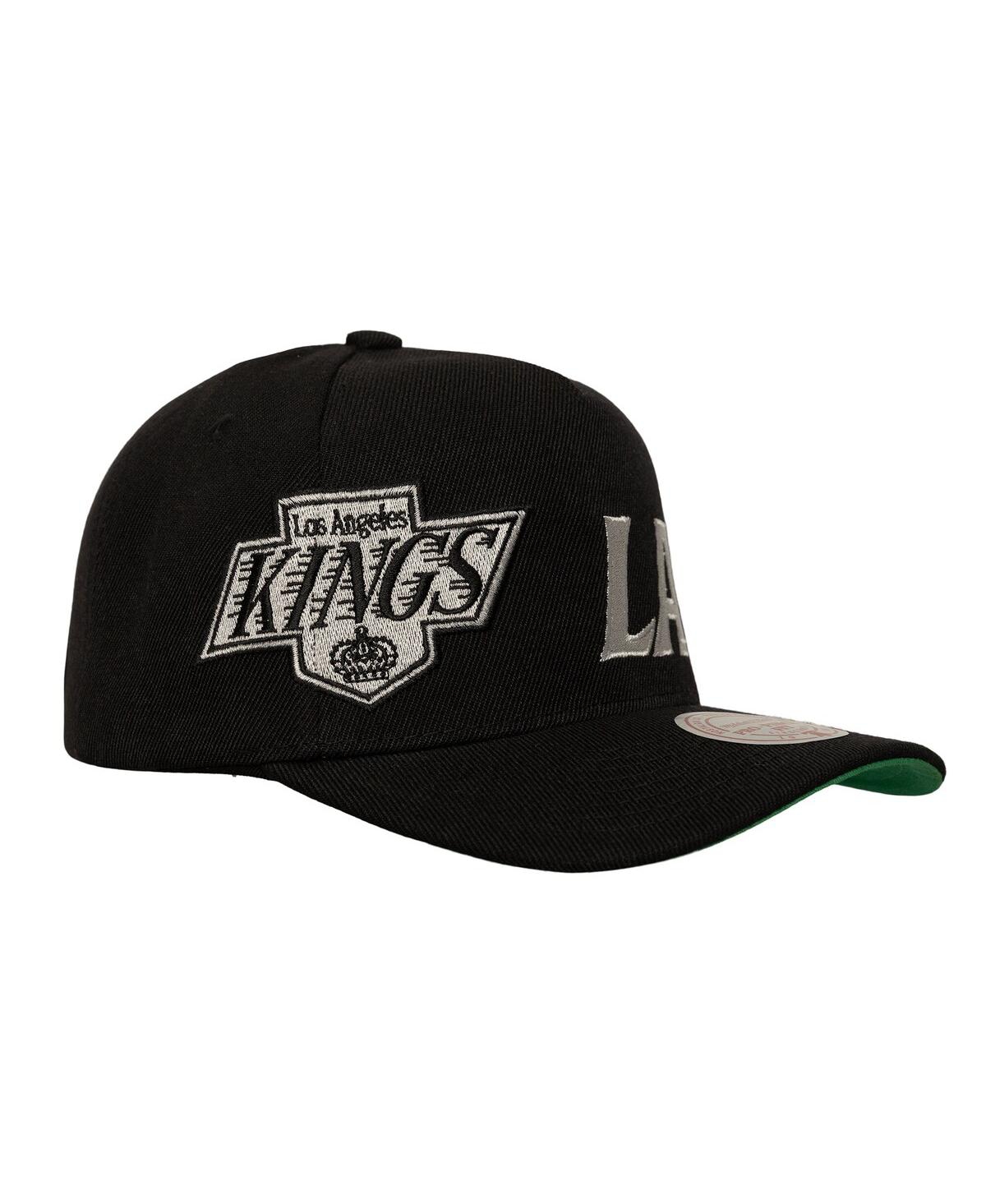 Mitchell & Ness Men's Black Los Angeles Kings Busted Logo Wordmark Wrap-around Pro Pinch Adjustable Hat In Black