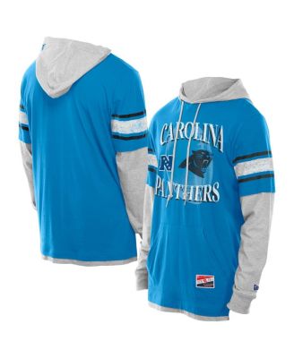 New Era - Men's Blue Carolina Panthers Twofer Layered Long Sleeve Hoodie T-Shirt
