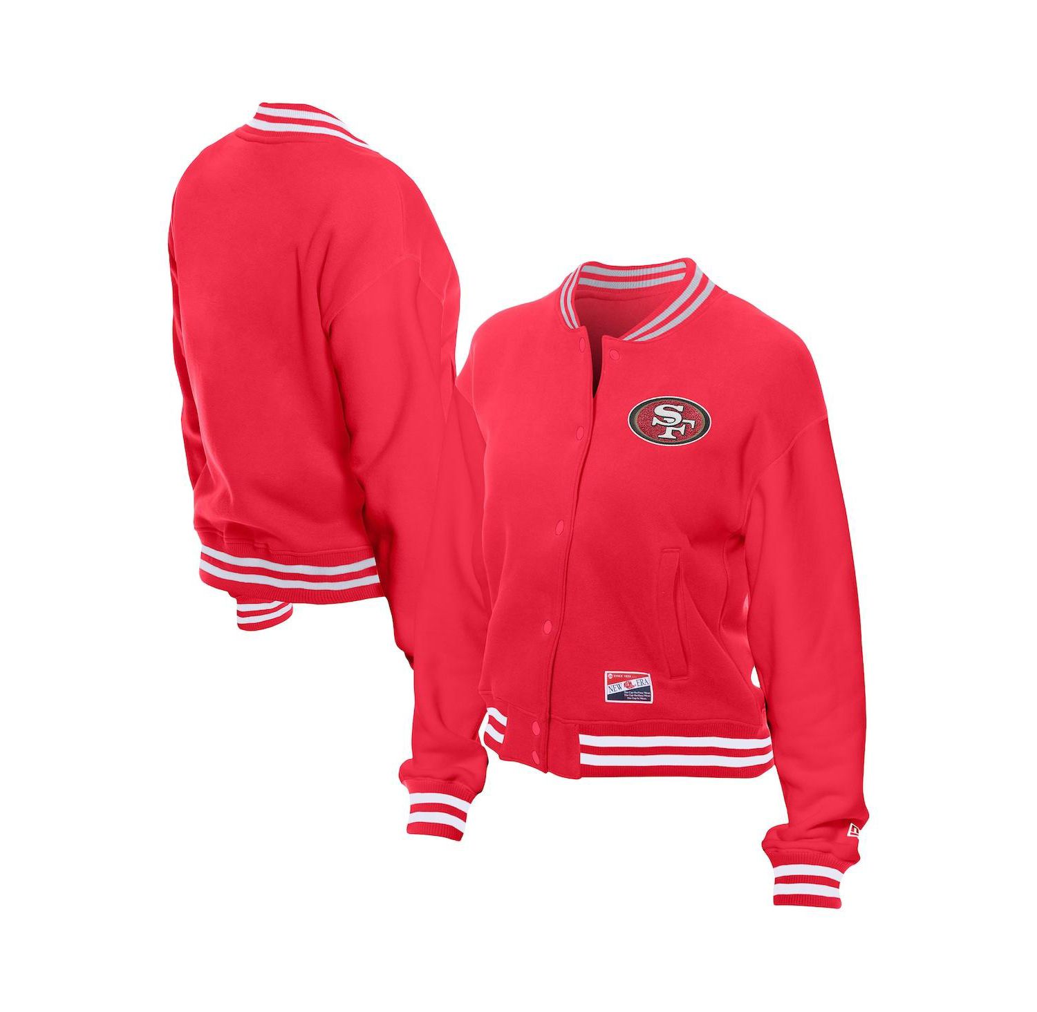 Women's Scarlet San Francisco 49ers Throwback Fleece Full-Snap Jacket