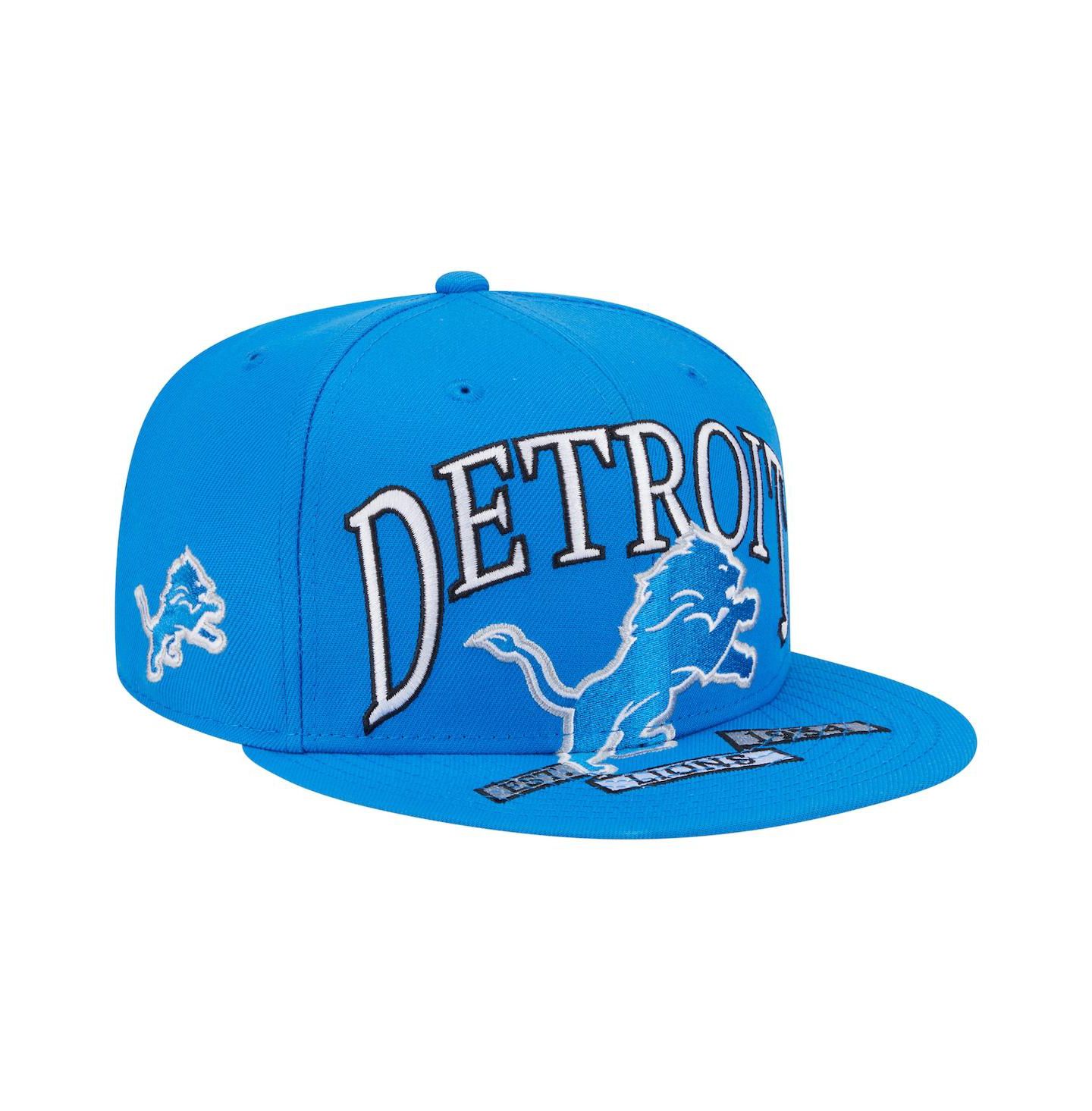 Мужская кепка New Era Blue Detroit Lions Oversized 59FIFTY Fitted Hat — фото 1