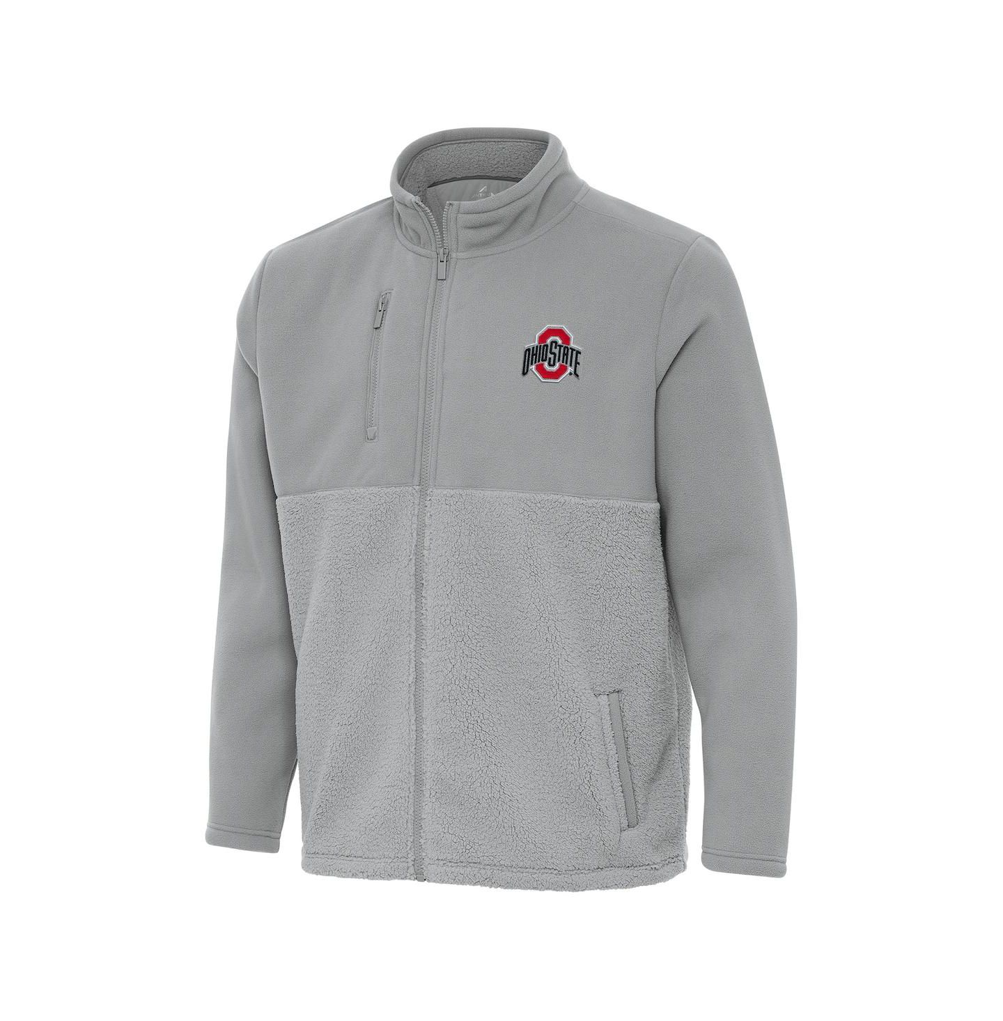 Мужская куртка Antigua Gray Ohio State Buckeyes Daily Fused Full-Zip — фото 1