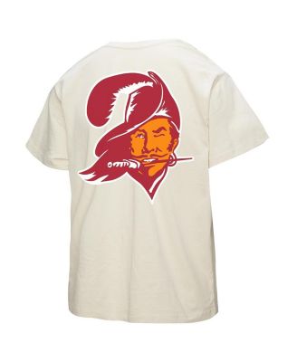 Women's Cream Tampa Bay Buccaneers 50th Season Pirate Oversized Boyfriend T-Shirt