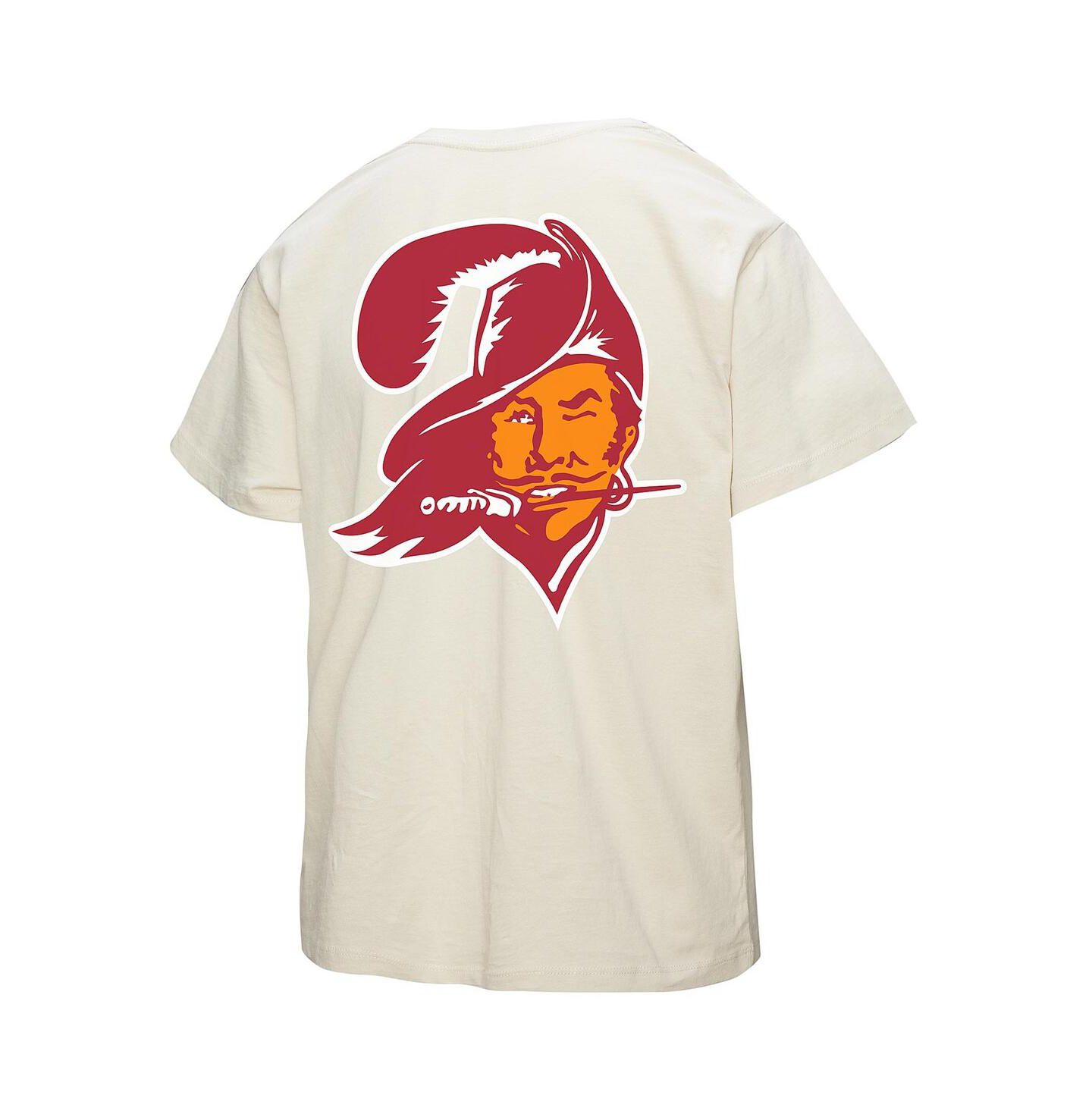 Женская футболка Mitchell & Ness Cream Tampa Bay Buccaneers 50th Season Pirate Oversized Boyfriend — фото 3