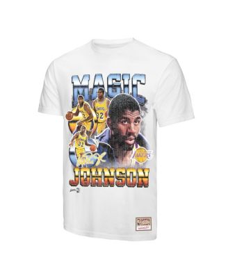 Men's Magic Johnson White Los Angeles Lakers Commemorative Collage T-Shirt