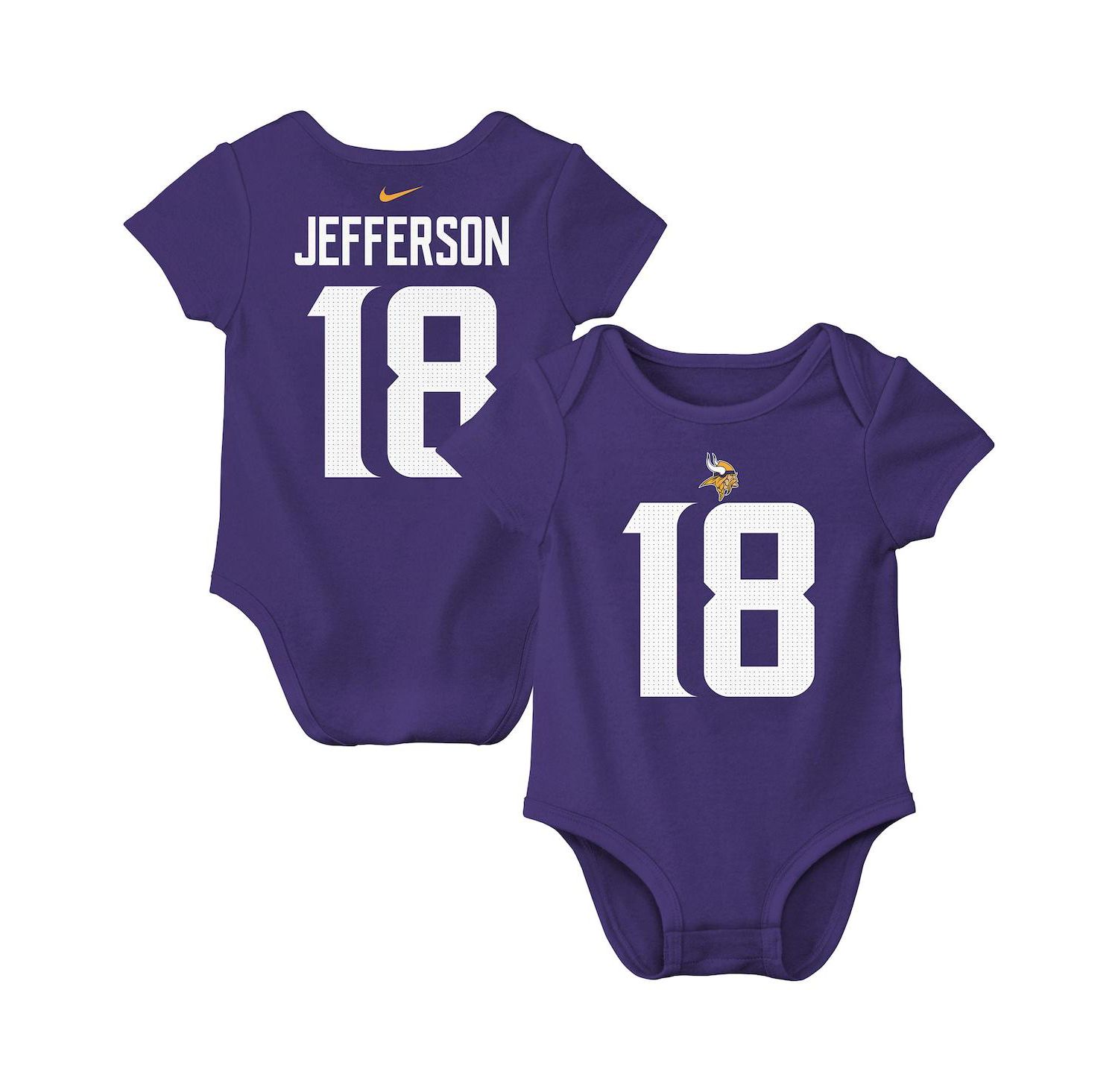 Baby Boys and Girls Justin Jefferson Purple Minnesota Vikings Player Name & Number Bodysuit
