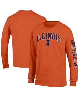Champion - Men's Orange Illinois Fighting Illini Arch Over Logo 2-Hit Long Sleeve T-Shirt