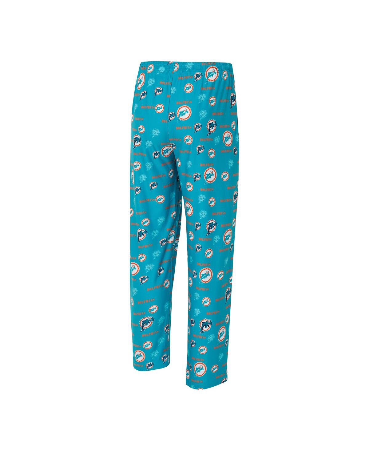 Concepts Sport Men's Aqua Miami Dolphins Retro Mosaic Allover Print Knit Pants In Blue
