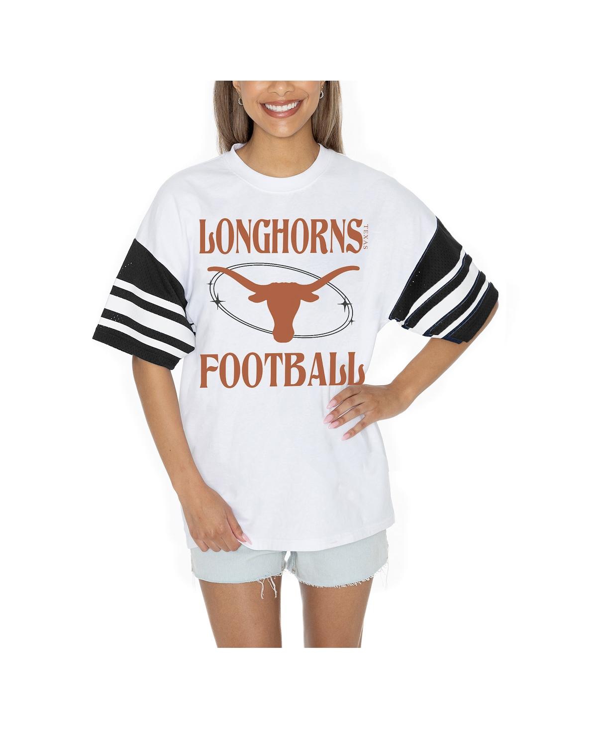 Gameday Couture Women's White Texas Longhorns Starting Lineup Contrast Sporty Heritage Oversized T-shirt In White