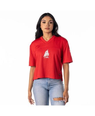 The Wild Collective - Women's Red Tampa Bay Buccaneers Alternate V-Neck Fashion Jersey T-Shirt