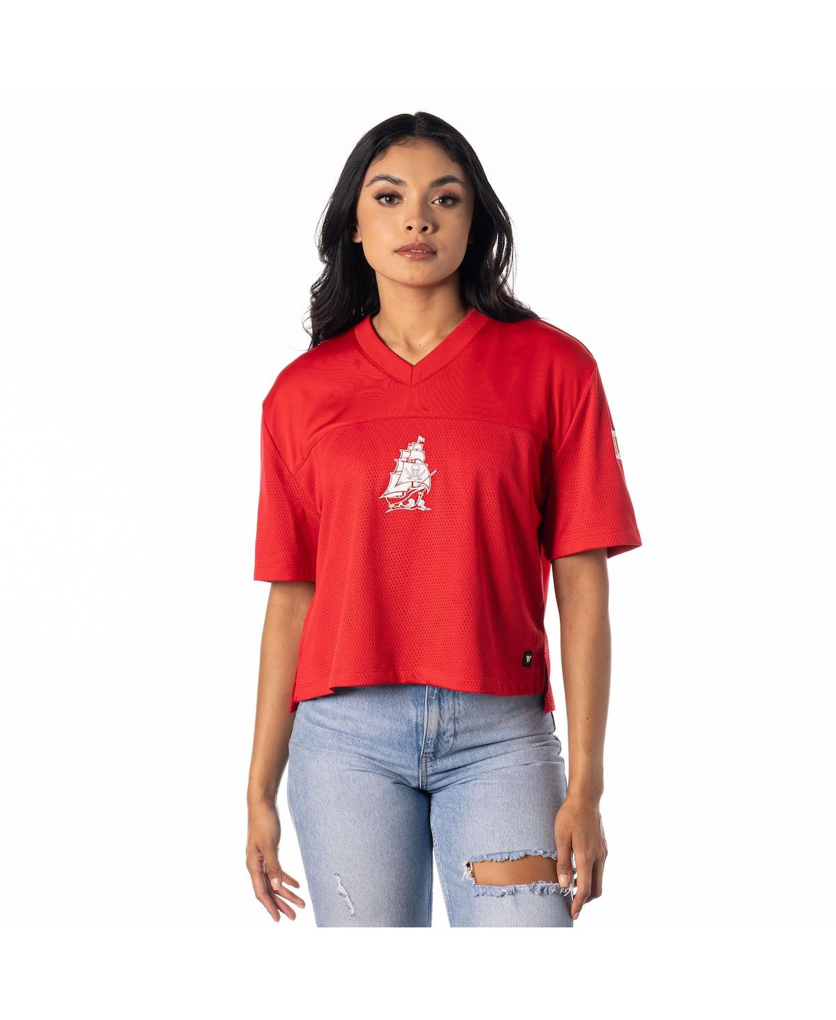 The Wild Collective Women's Red Tampa Bay Buccaneers Alternate V-neck Fashion Jersey T-shirt In Red