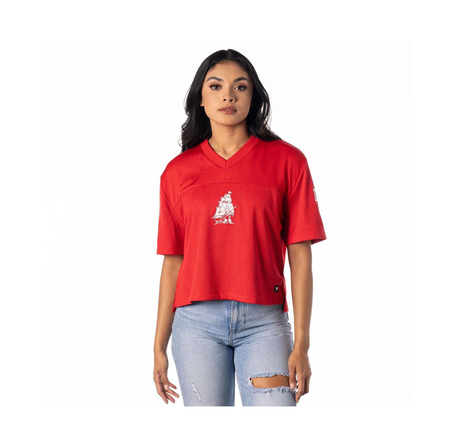 Women's Red Tampa Bay Buccaneers Alternate V-Neck Fashion Jersey T-Shirt