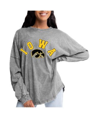 Gameday Couture - Women's Gray Iowa Hawkeyes Faded Wash Pullover Sweatshirt