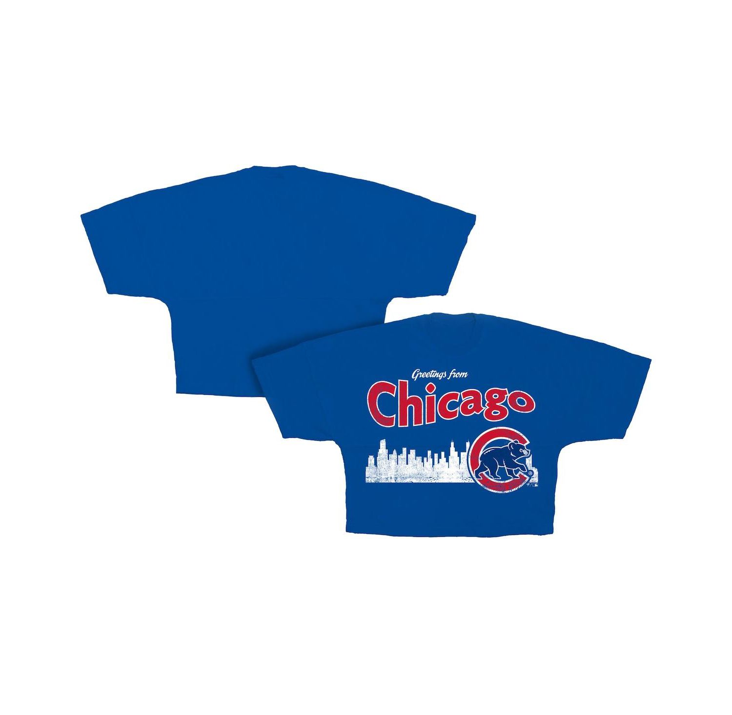 Women's Royal Chicago Cubs Skyline Cropped T-Shirt
