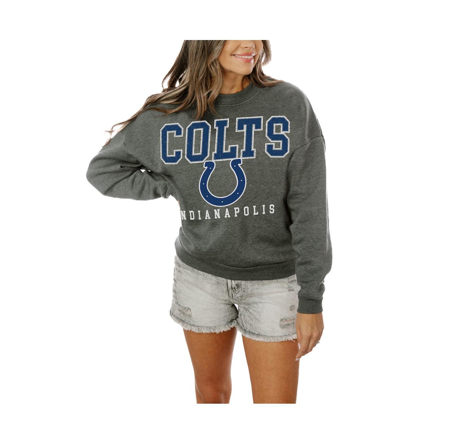Women's Charcoal Indianapolis Colts Oversized Bring the Energy Pullover Sweatshirt