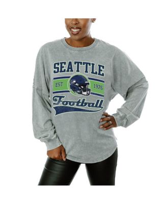 Gameday Couture - Women's Gray Seattle Seahawks Snow Wash Oversized Long Sleeve T-Shirt