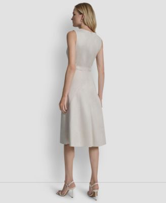 Women's Sleeveless Crew Neck Fit & Flare Dress