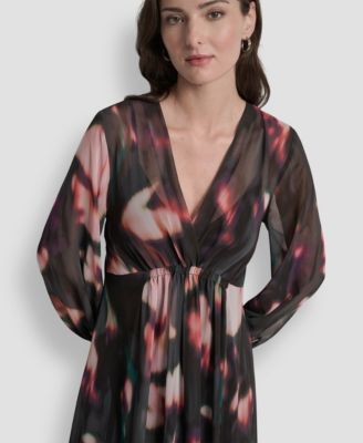 Women's Long Sleeve Empire Waist Midi Dress