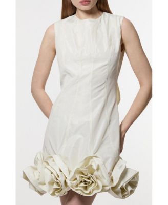 Taffeta Rosette Woven Mini Dress