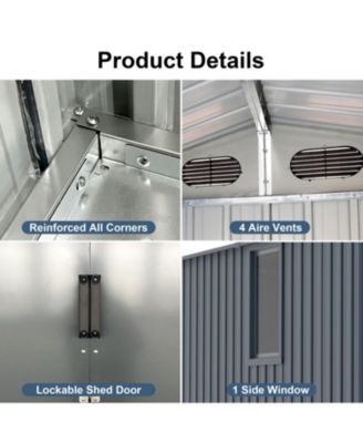 8x10 Metal Outdoor Storage Shed - Dark Grey