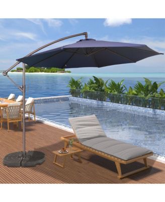 10ft Patio Umbrella, Outdoor Offset Cantilever Umbrella, Infinite Tilt, Crank and Cross Base, Navy