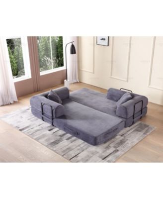 Corduroy Convertible Sleeper Sofa Bed - Gray