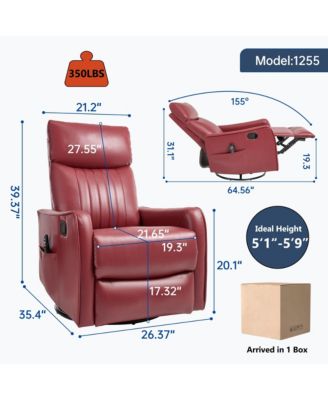 Heat Massage Manual Recliner Chair with Rocker and Swivel in Fabric for Living Room