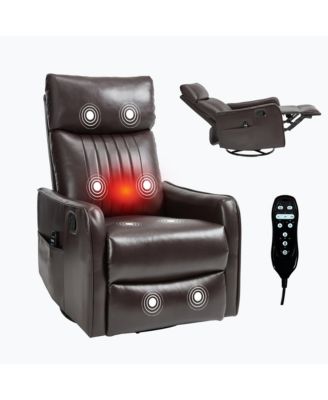 Heat Massage Manual Recliner Chair with Rocker and Swivel in Fabric for Living Room