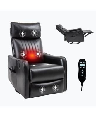 Heat Massage Manual Recliner Chair with Rocker and Swivel in Fabric for Living Room