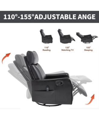Heat Massage Manual Recliner Chair with Rocker and Swivel in Fabric for Living Room