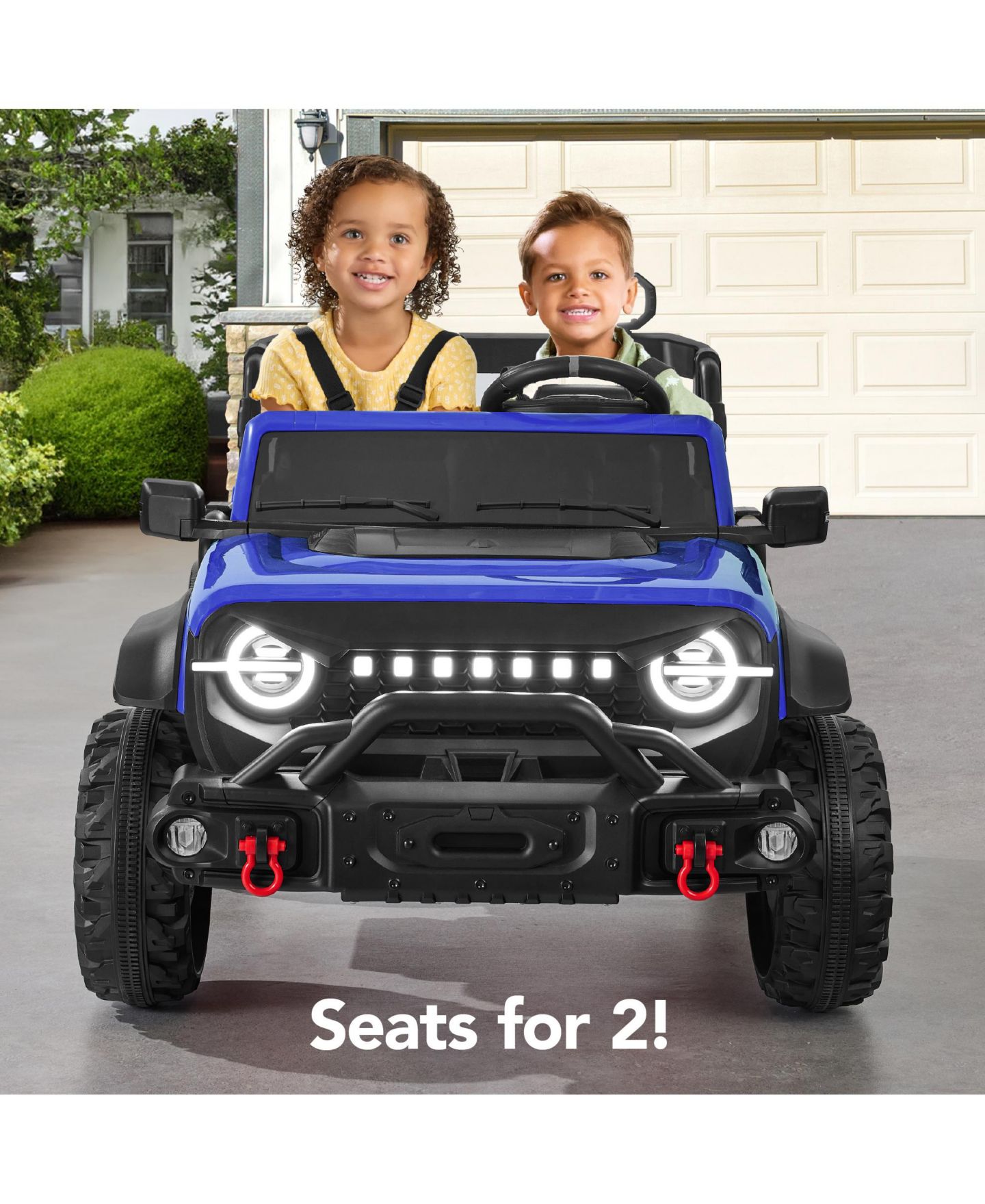 Детская игрушка Best Choice Products 24V 2-Seater Electric Ride-On Truck with Parent Control, 132-lb Capacity, Ages 3-7, цвет: Синий — фото 3