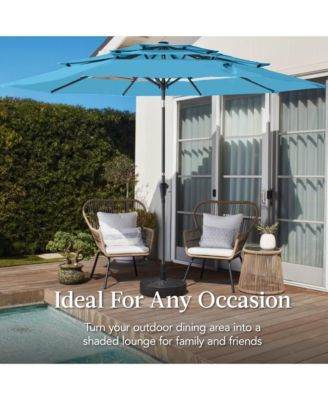 10ft 3-Tier Patio Umbrella, Market Sun Shade w/ Tilt Adjustment, Easy Crank