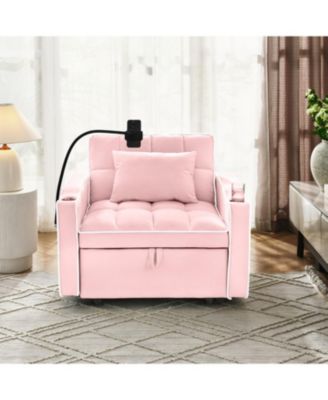 1 Pc. Chenille Upholstered Convertible Sleeper Chair Sofa Bed