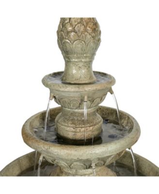 High 3-Tiers Modern Concrete Outdoor Water Fountain - Round Large Outdoor Fountains and Waterfalls for Garden