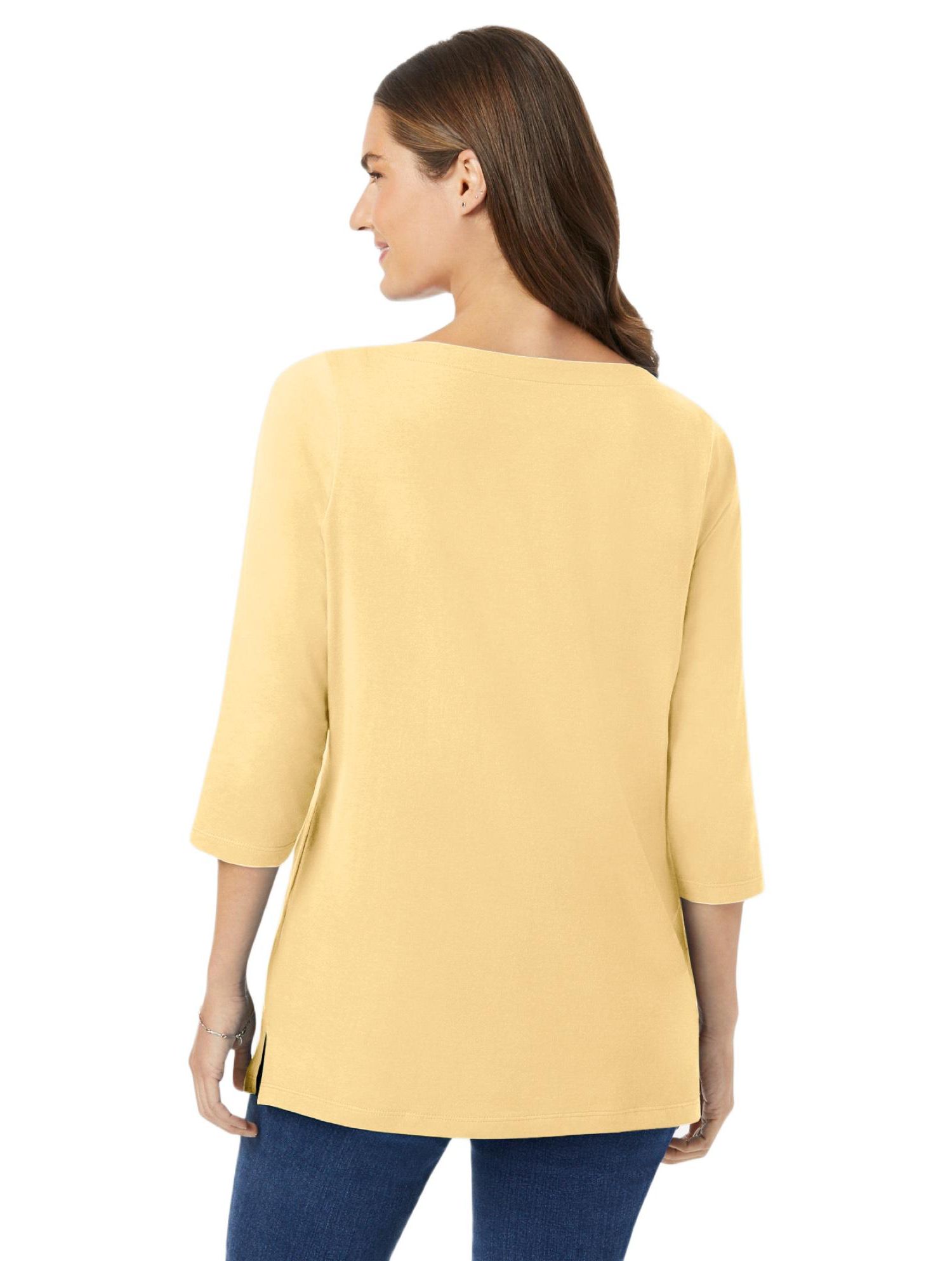 Plus Size Perfect Three-Quarter Sleeve Boatneck Tee