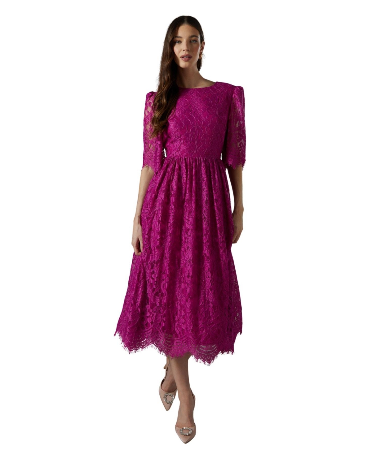 Coast Women's Lace Short Sleeve Midi Dress