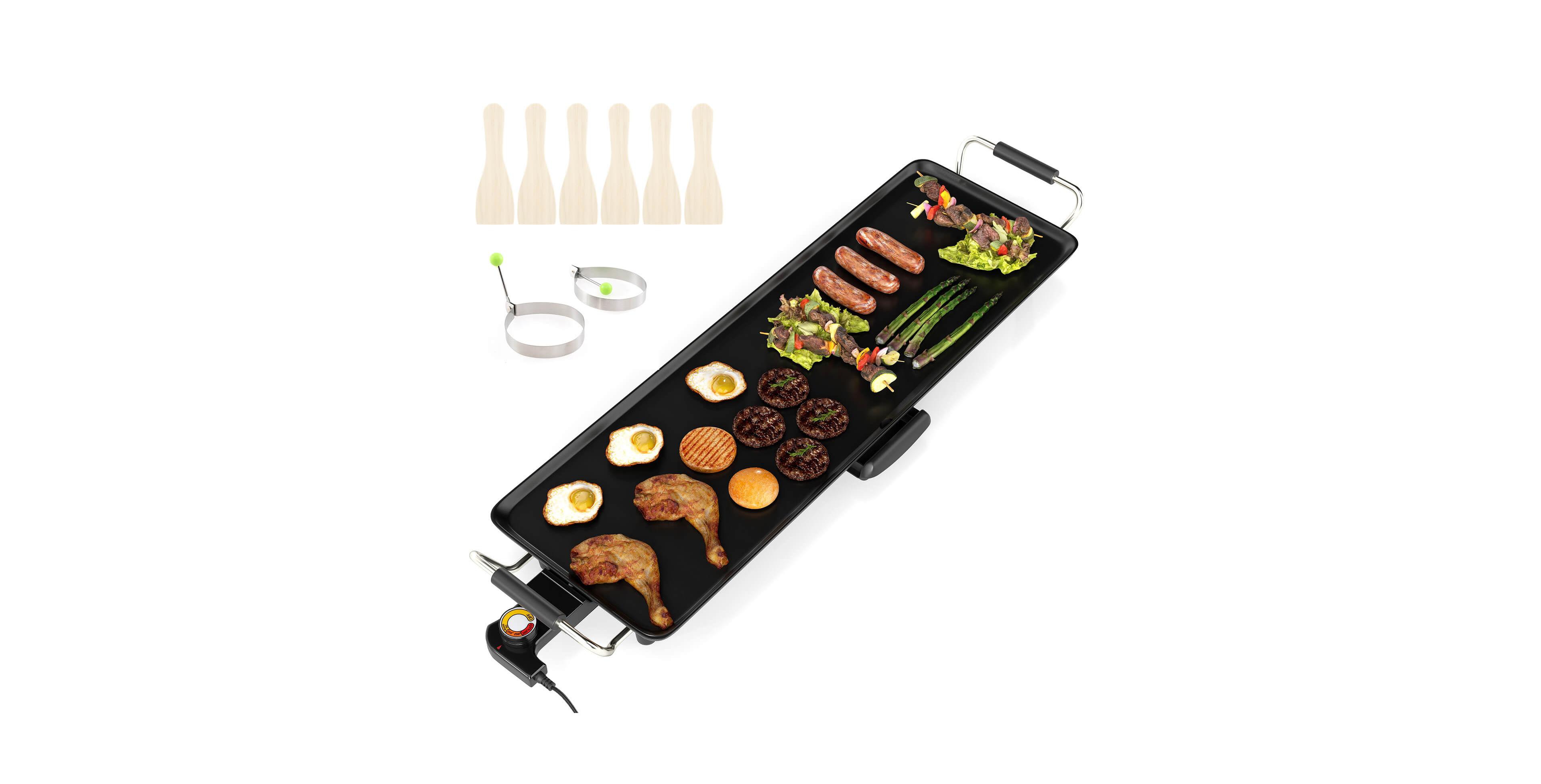 27" Large Electric Griddle with with 4-Level Thermostat Control and Removable Drip Tray