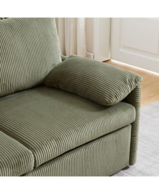 MH" 64.5" Corduroy Sleeper Sofa Bed - Pullout Pillows & Pockets