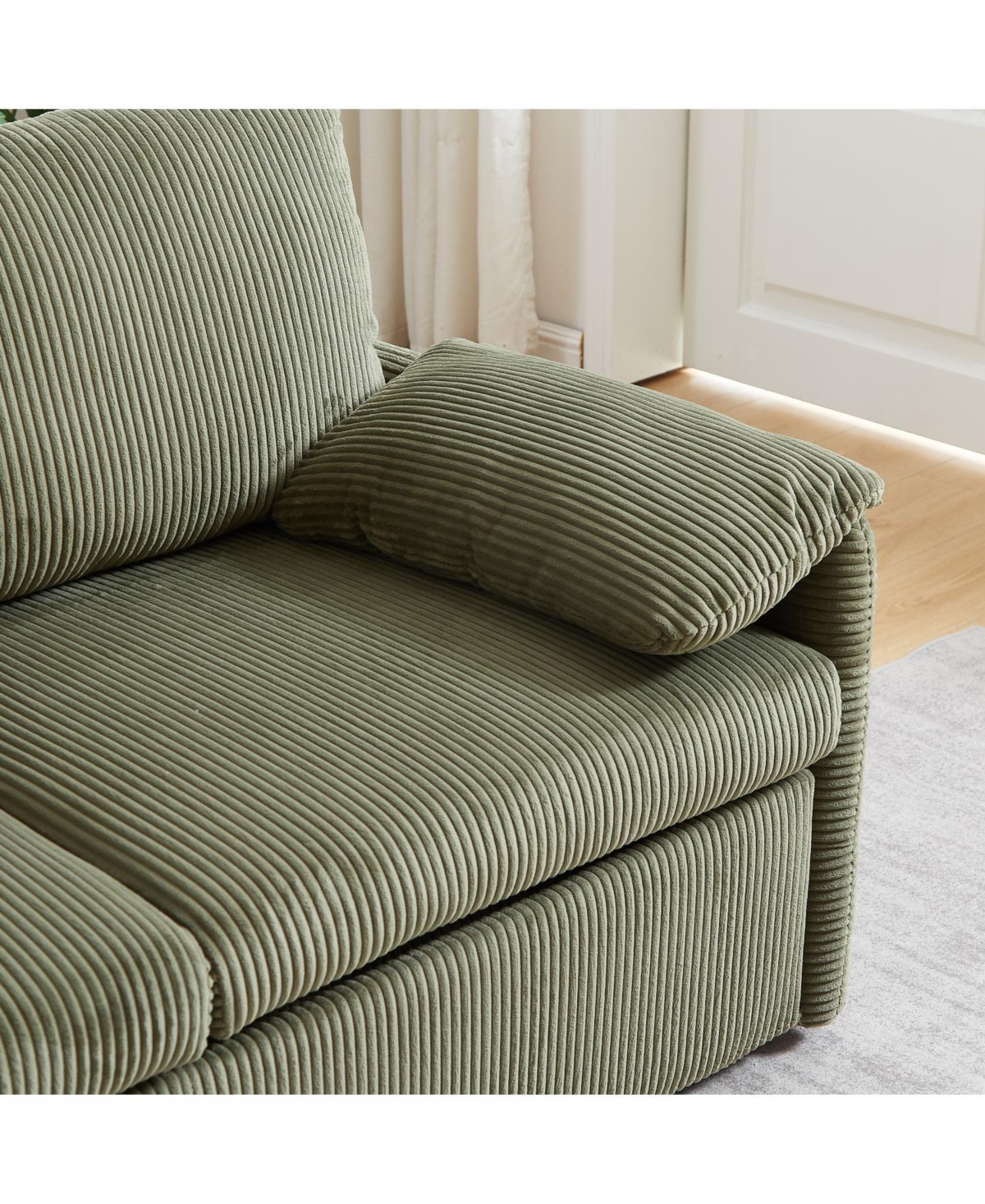 Streamdale Furniture Mh" 64.5" Corduroy Sleeper Sofa Bed - Pullout Pillows & Pockets