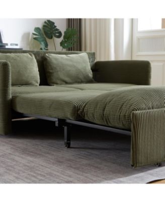 MH" 64.5" Corduroy Sleeper Sofa Bed - Pullout Pillows & Pockets