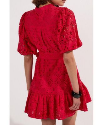 Women's Woven Tie Waist Mini Dress