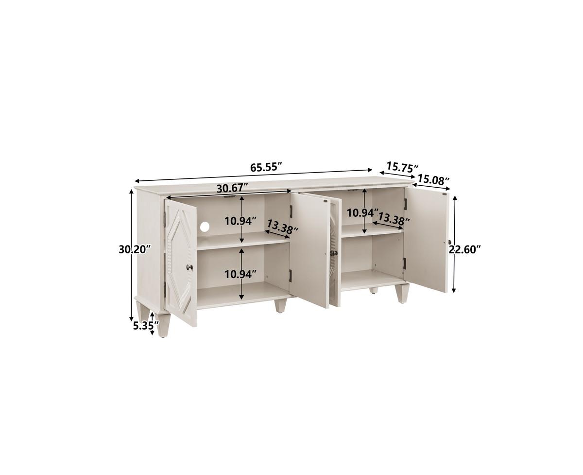 Casainc 65.2" Mid Century Modern Storage Cabinet with Symmetrical Geometric Coffee Bar Wine