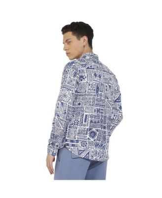 Men's Indigo Blue Contrast Aztec Shirt