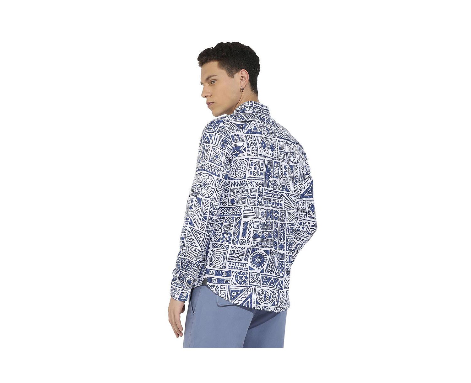 Men's Contrast Aztec Shirt