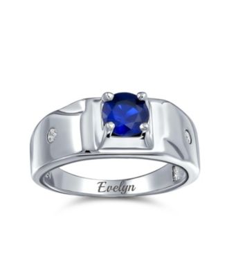 1CTW Royal Blue CZ Solitaire Ring – Sterling Silver Statement Band