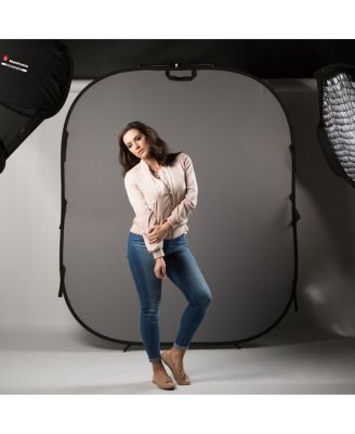 6x7' Collapsible Reversible Background, Black/Mid Gray